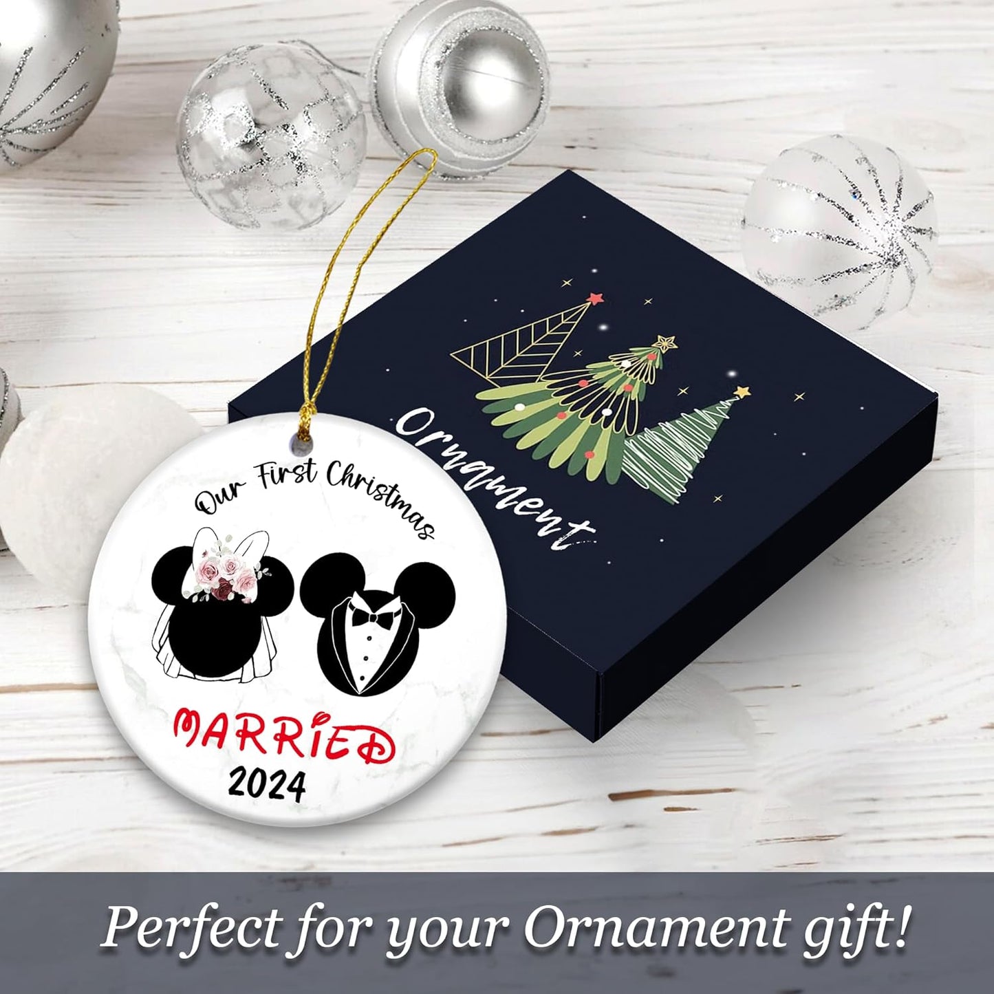 First Married Christmas Ornaments 2024 | Bride and Groom Couple First Christmas Ornament, Married Couple 2024 (Dream Wedding)