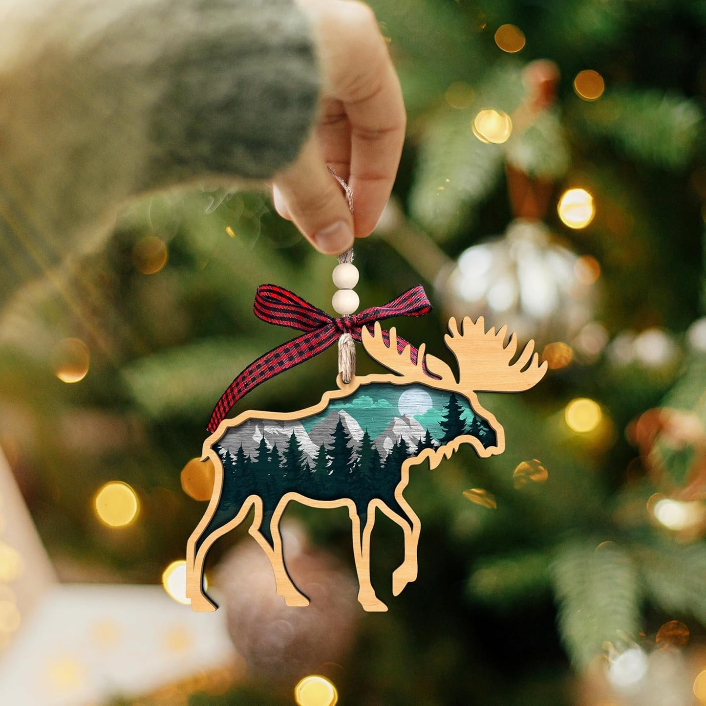 Moose Ornament - Moose Ornaments for Christmas Tree - Gifts for Christmas, Lovers Gifts - Wood Ornament