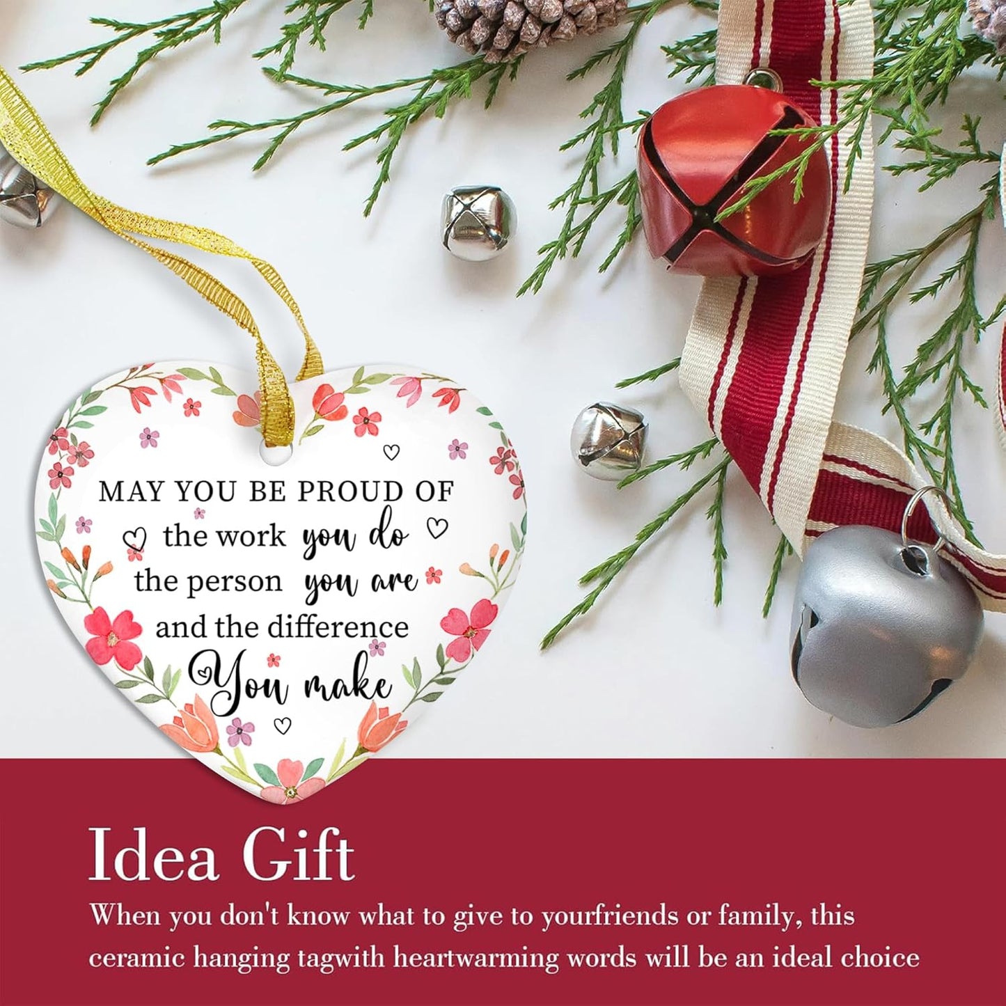 May You Be Pround of The Work That You Do Ornament - Thank You, Appreciation Gift for Coworker - Christmas, Farewell, Goodbye, Leaving Job, Going Away Gift Coworker - Ceramic Christmas Decor