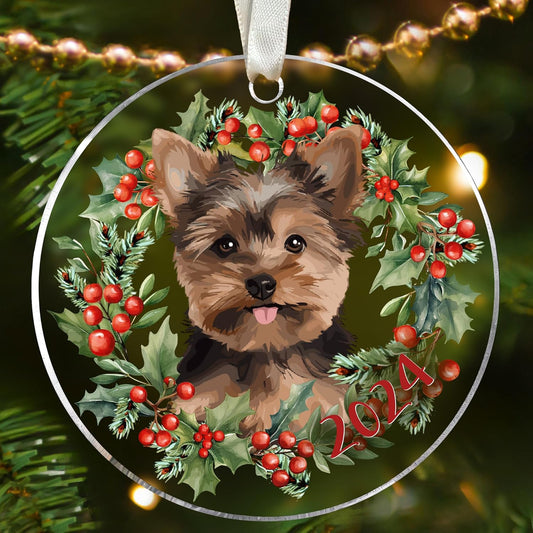 Yorkie Christmas Ornaments - Acrylic Yorkie Dog Ornament for Women, Dog Gifts