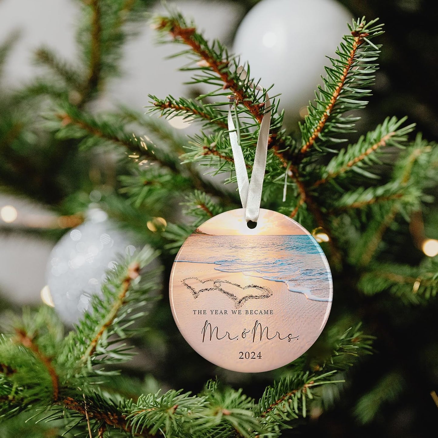 Wedding Ornaments - Mr and Mrs Ornament, 2024 Wedding Ornament - Ceramic Ornaments