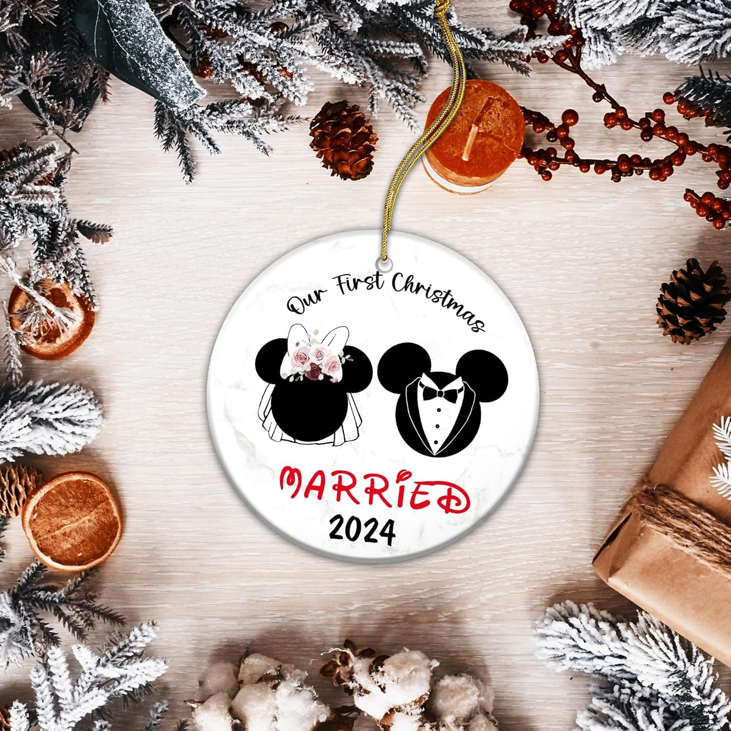 First Married Christmas Ornaments 2024 | Bride and Groom Couple First Christmas Ornament, Married Couple 2024 (Dream Wedding)