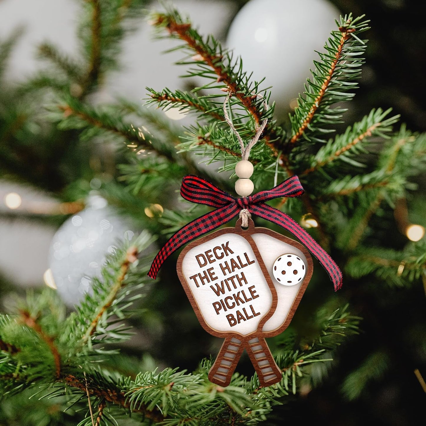 Pickleball Ornament - Pickleball Gifts for Women, Men - Wood Christmas Ornament 2024