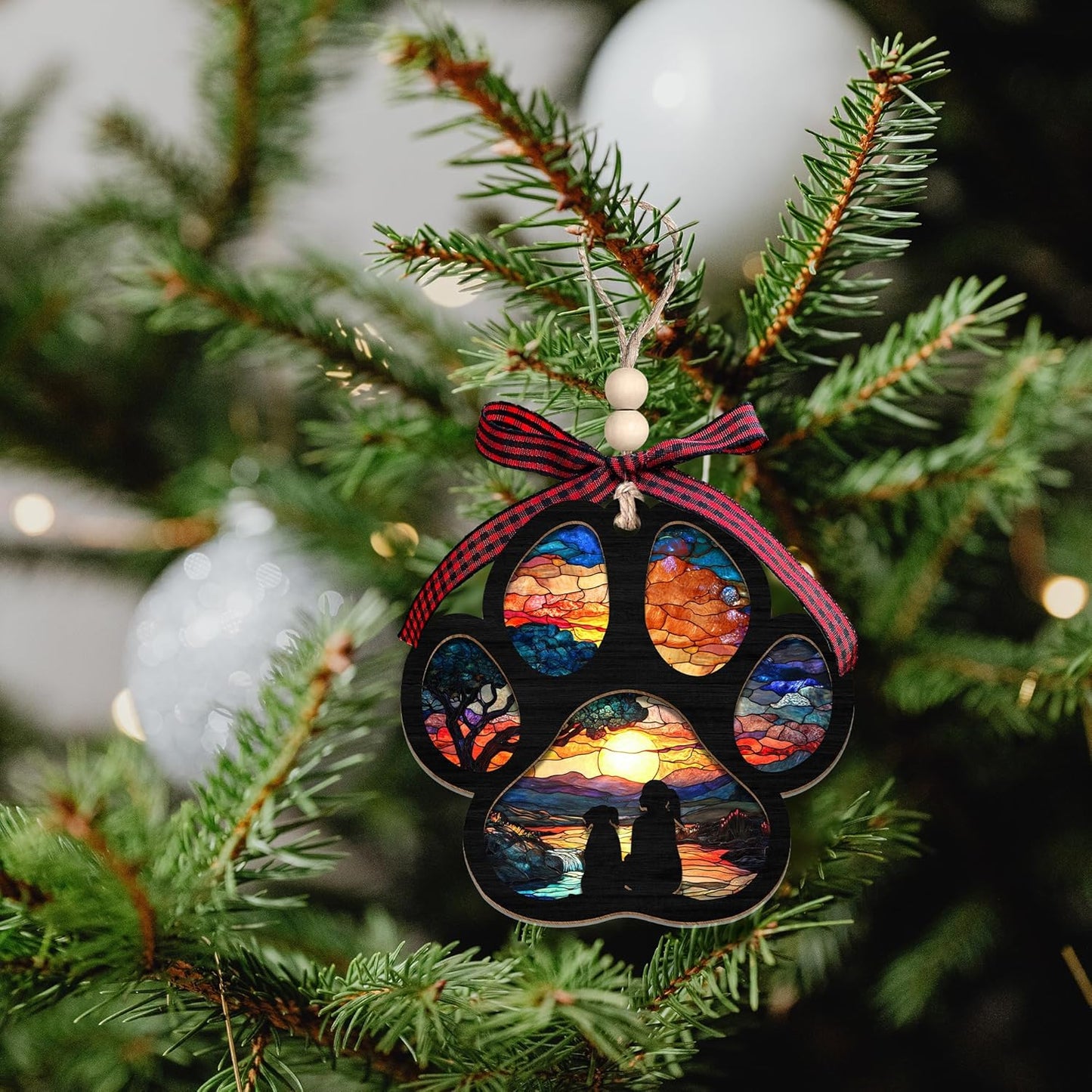 Dog Memorial Ornament - Pet Memorial Gifts, Pet Sympathy Gifts - 2 Layer Wood Acrylic Dog Suncatcher Ornament