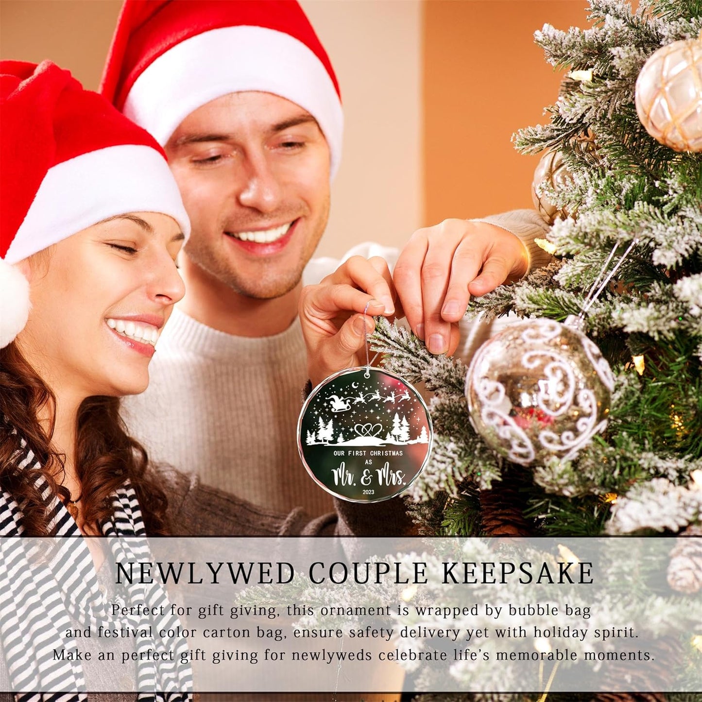 2024 Bridal Shower Gift, Our First Christmas as Mr & Mrs Ornament, Wedding Gifts for Couple, 1st Married Ornament Tree Decor Newlywed