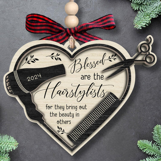 Hairdresser Gifts for Women - Hairdresser Ornament, Hair Stylist, Barber, Cosmetology Keepsake - Gifts for Female, Hair Stylist - Wood Ornament
