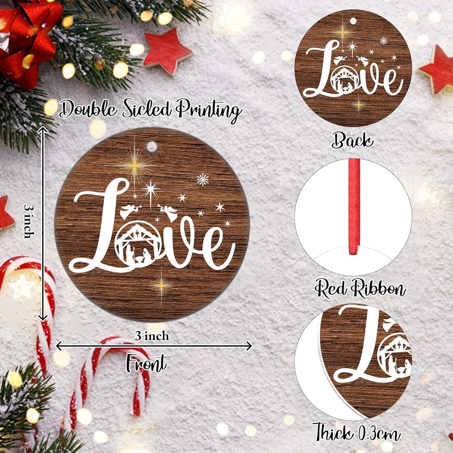 Love Christmas Ornament Religious Ornament Wife Husband Xmas Gift Ornament Nativity Scene Ornament Baby's First Christmas Tree Ornament God Bless This Baby Ceramic Ornament to Dad Mom