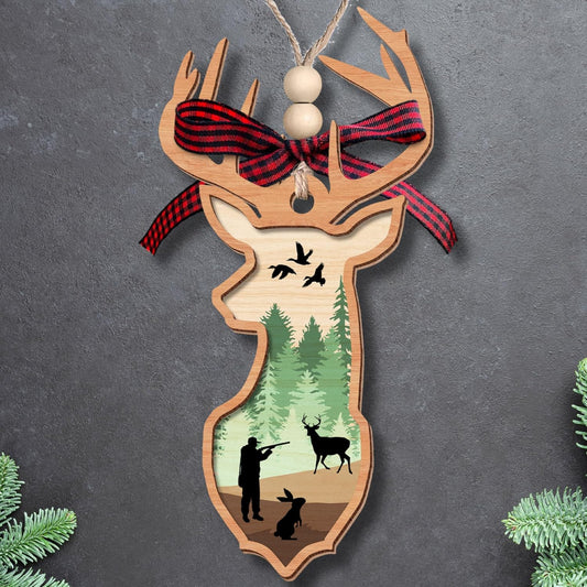 Deer Gifts for Tree - Hunting Christmas Tree Ornaments - Wood Deer Ornament 2024