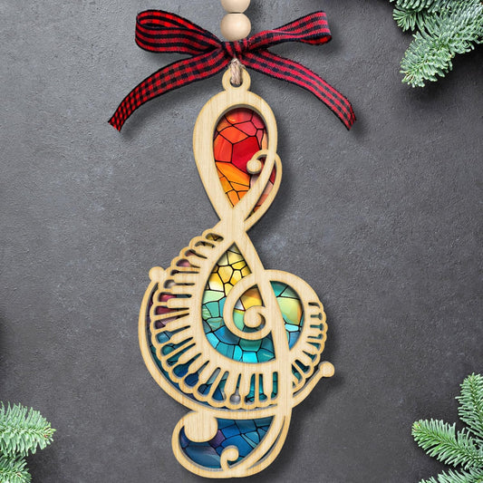 Music Note Ornament - Musical Notes Christmas Ornaments - Gifts for Music Lovers - 2 Layer Wood Acrylic Ornament 2024