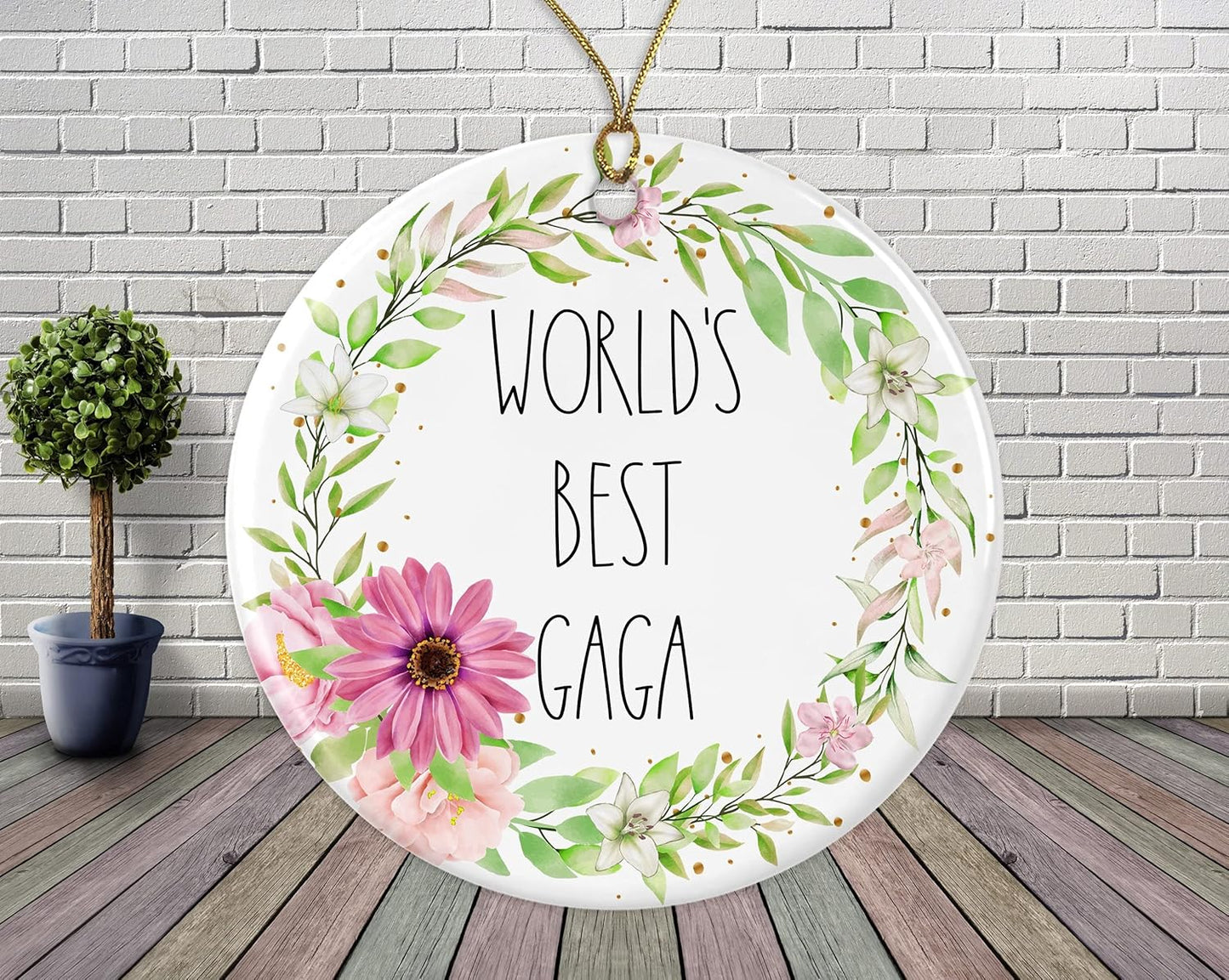 Gaga Ornament - World's Best Gaga Ornament - Rae Dunn for Gaga - Best Gaga Ornament - Birthday Gift for Gaga - Ceramic Ornament Both Sides