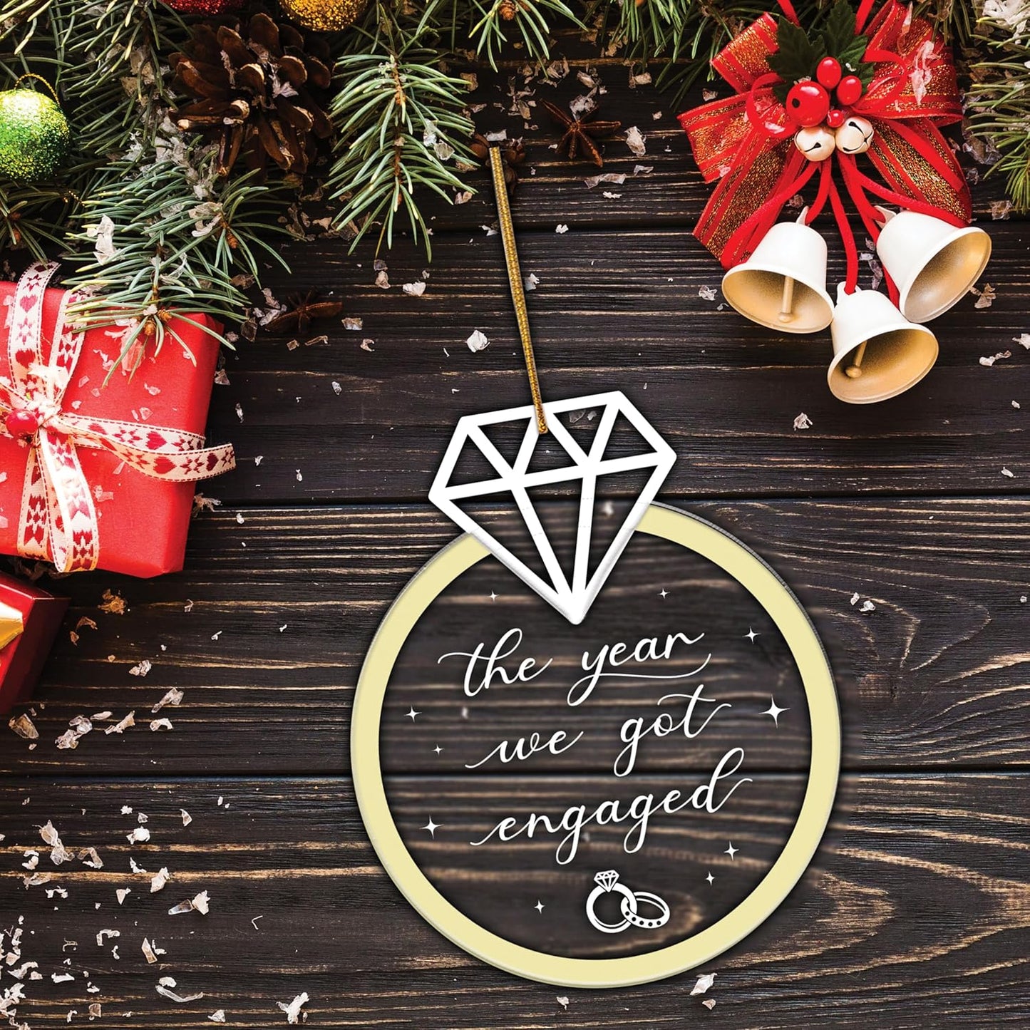 First Christmas Married Ornament 2024, Engagement Ornament 2024, The Year We Got Engaged Ornaments 2024, Wedding Christmas Ornament, Newlywed Gifts for Couples (H57)