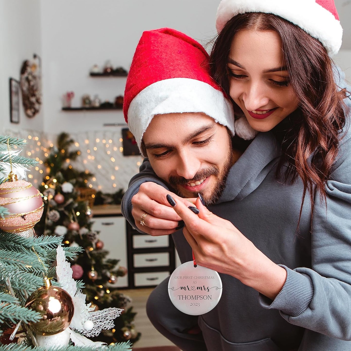 Our First Christmas as Mr Mrs Ornament 2024-3" Personalized Married Ornament for Couples - 10 Designs - Newlywed Gifts for Christmas #4